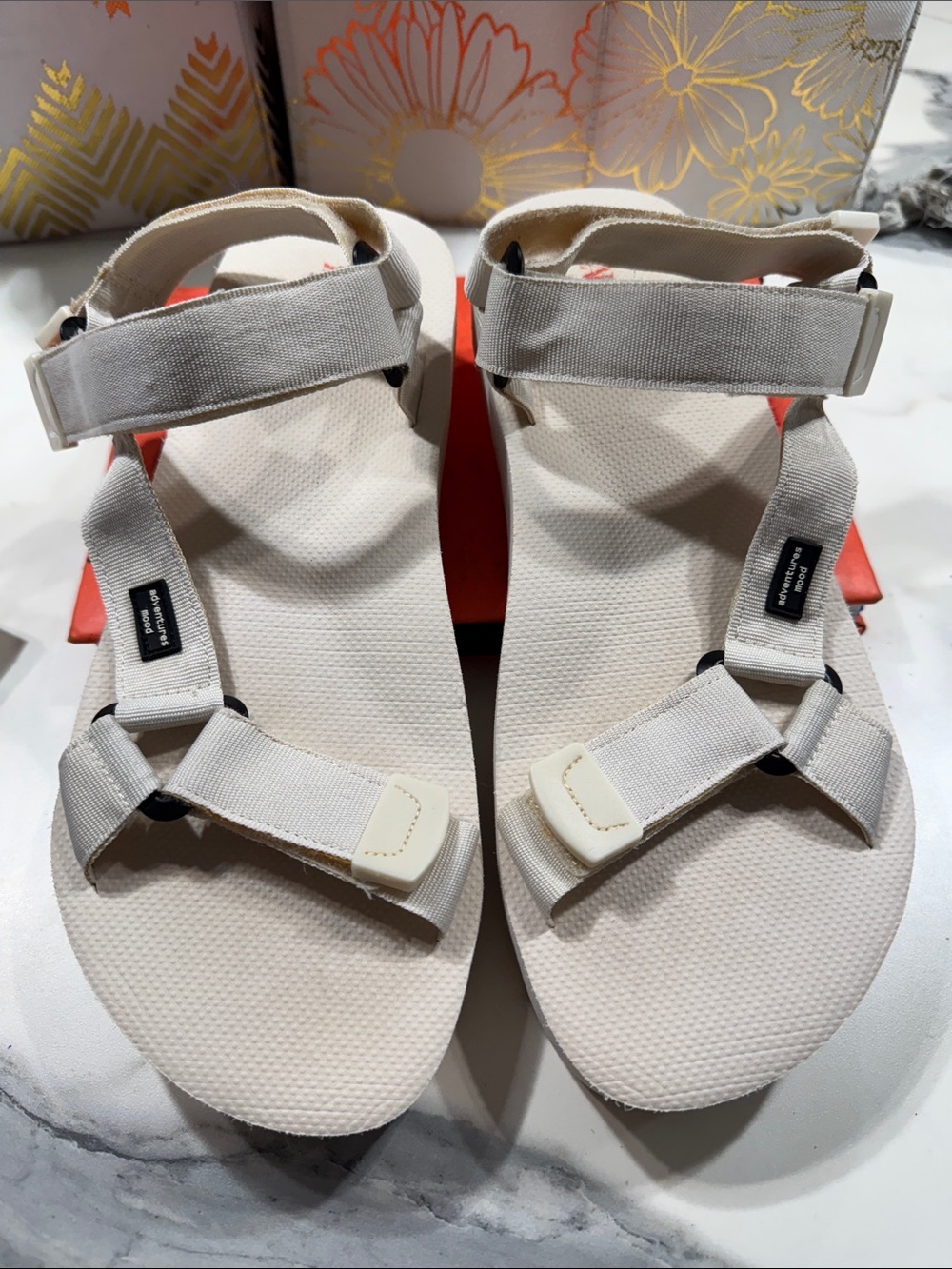 Zara Cream Strappy Sport Sandals Womens 9